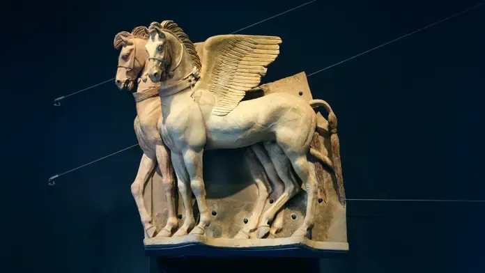 Haut relief des chevaux ailées de Tarquinia